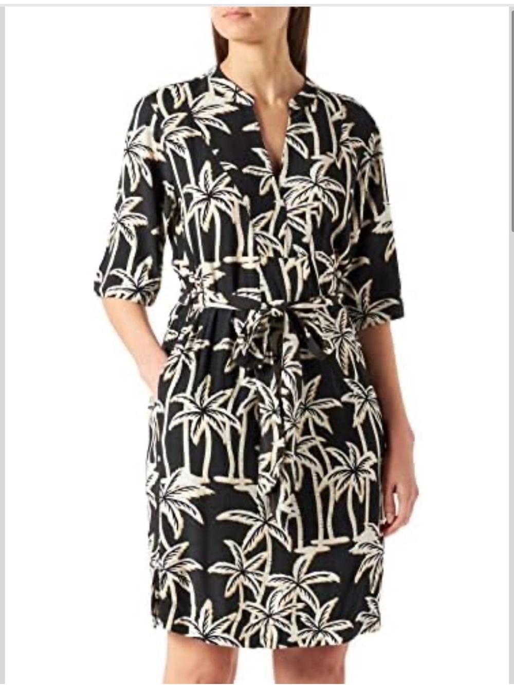 Scotch & Soda Women's Allover Printed Loose Fit Dress Casual, plam trees